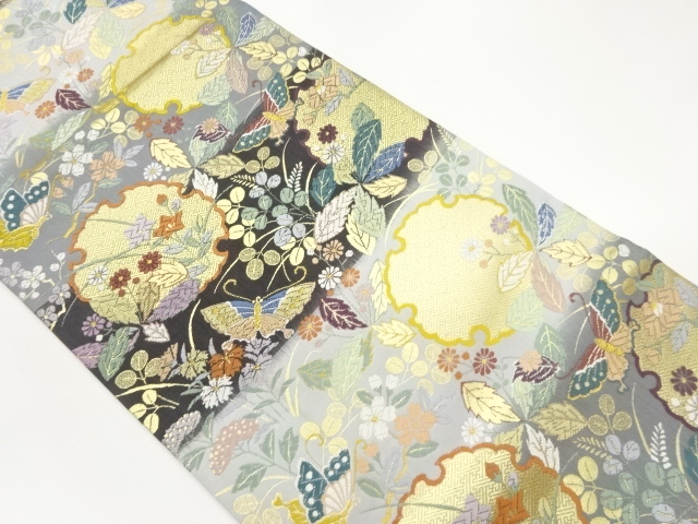 JAPANESE FUKURO OBI / WOVEN FLORAL PLANTS